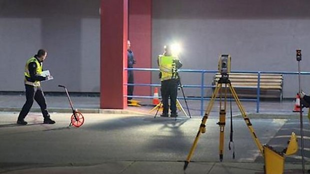 Police at Carrum Downs Regional Shopping Centre after the fatal collision.