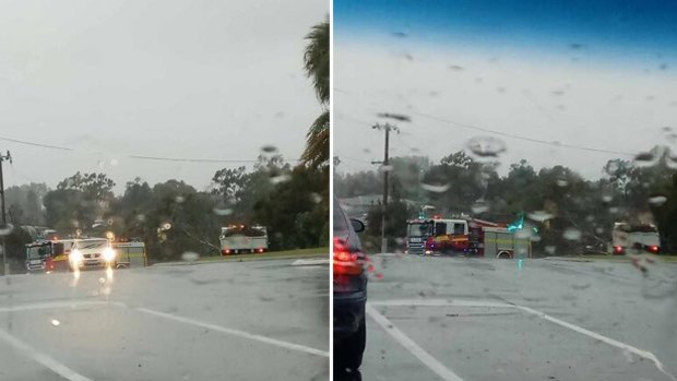 Emergency services head out to Warwick where powerlines are down and trees have fallen.