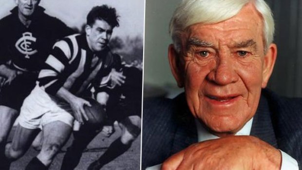 Lou Richards in his playing days, and in later years. 