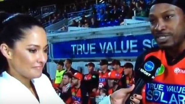 Ten Network reporter Mel McLaughlin during the uncomfortable exchange with Chris Gayle.