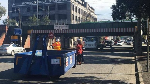 Earlier on Wednesday, another truck hit the Montague Street bridge.