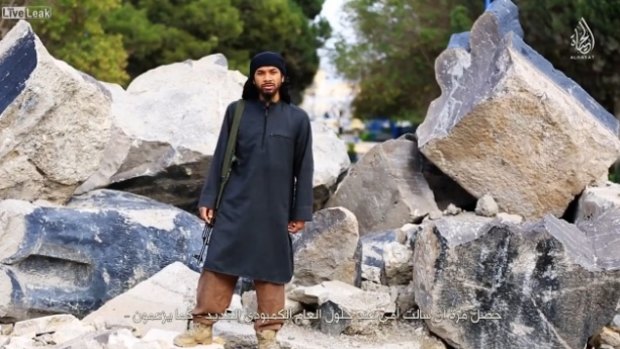 Neil Prakash, who goes by the nom de guerre Abu Khalid al-Cambodi, as he appears in the 12-minute video.