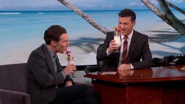 Benedict Cumberbatch enjoys a Pina Colada with Jimmy Kimmel.