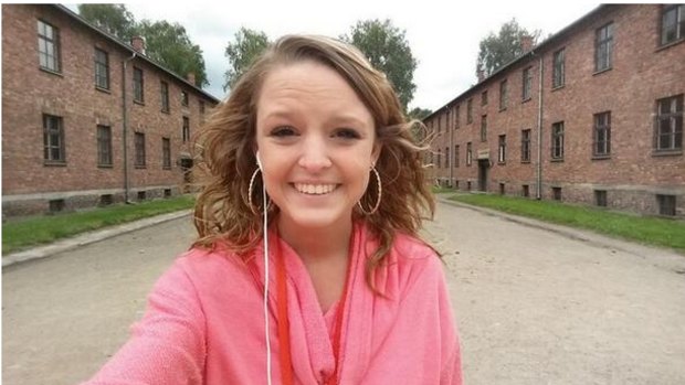 Smiles all round: Breanna's Auschwitz selfie raised eyebrows and went viral.