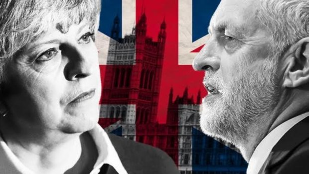 Theresa May and Jeremy Corbyn face off in the UK election.