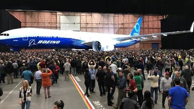 The Boeing 777X at its launch.