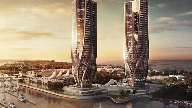 Sunland says it will build a shopping centre on the Spit if these twin towers are rejected.