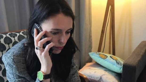 NZ's Prime Minister-elect Jacinda Ardern receives a phone call from US President Donald Trump. 