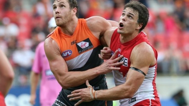 Gone for the season: Giants ruckman Shane Mumford is to have surgery on an injured ankle.