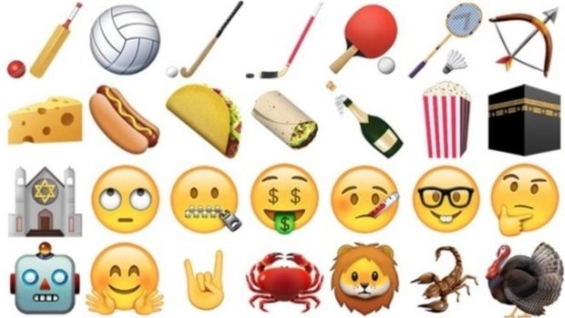 Some of the new emoji available in the latest iOS update.