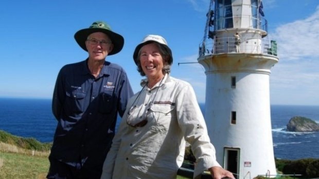 Volunteer couple Joss Hablien and Trish McDonald who looked after the island for six months.