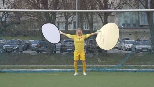 The goals can be too big for Ignrid Hjelmseth to guard, so she's come up with some gadgets to help.