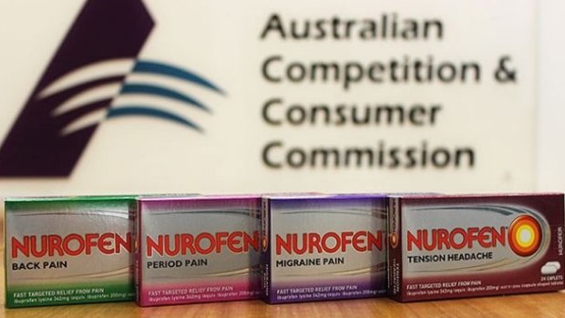 The ACCC said the caplets in all four products contained the same active ingredient, ibuprofen lysine 342mg. 