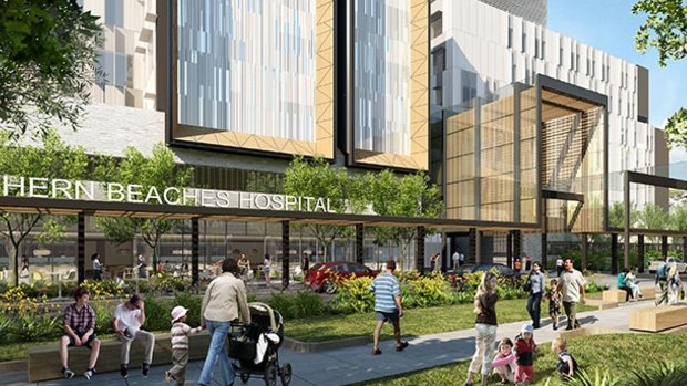 An artist's impression of the Northern Beaches Hospital at Frenchs Forest due to open in 2018.