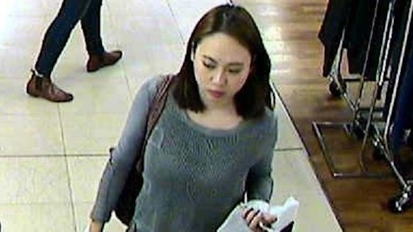 Michelle Leng seen in CCTV footage in Pitt Street earlier on the day in April 2016 that she was detained by her uncle, later to be murdered.