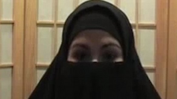 Amirah Droudis appearing in one of the many videos she made with her partner Man Haron Monis.