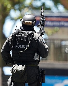 A police officer at the Martin Place siege.