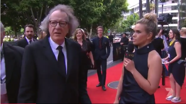 Geoffrey Rush had no interest in talking to the former Sunrise weather presenter either.