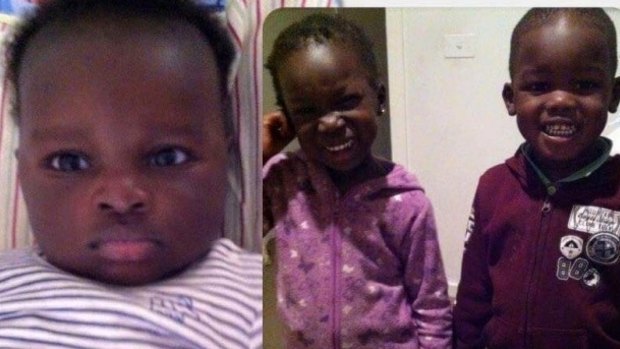 Bol, 1, left, Hanger, 4, centre and her twin brother Madit, right, were killed when their mother's car crashed into the lake.