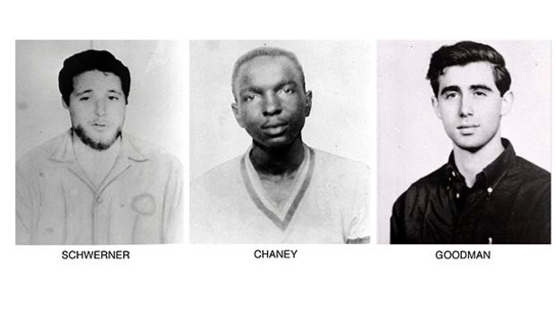 Civil rights workers Michael Schwerner, James Chaney and Andrew Goodman, who disappeared near Philadelphia.