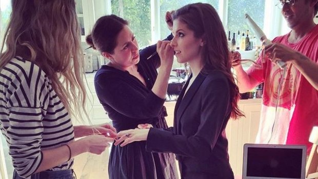 Anna Kendrick getting ready for the Grammys.