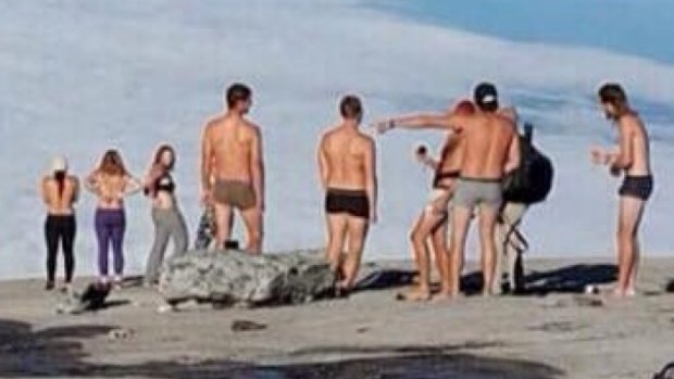 A photo posted to the Kinabalu Park Facebook page thought to show the 10 tourists who posed naked at Mt Kinabalu.