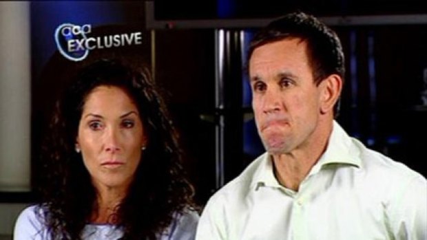 'I did not commit an act of abuse' ... Matthew Johns and wife Trish on ACA in 2009. 