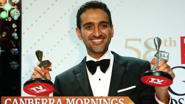 Waleed Aly with the Gold Logie and Silver Logie for best presenter.