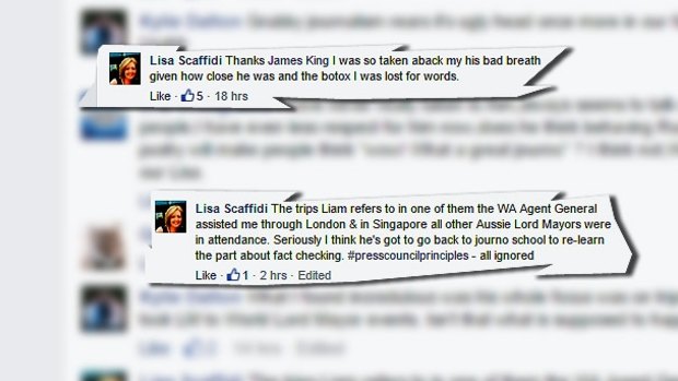 Lisa Scaffidi showed she was losing her cool with this Facebook slur against respected journalist Liam Bartlett.