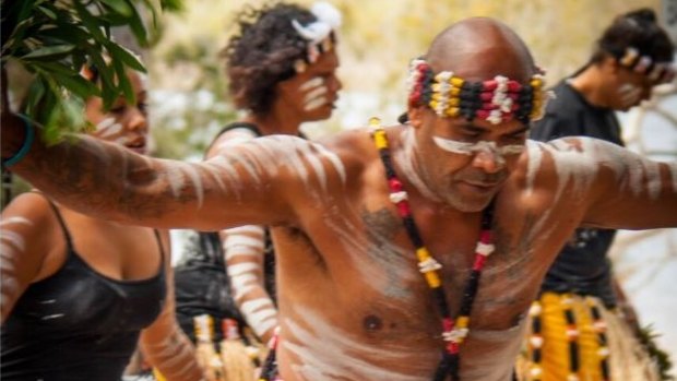 Yuliburri-ba Dance Group at North Stradbroke Island's Brown Lake.