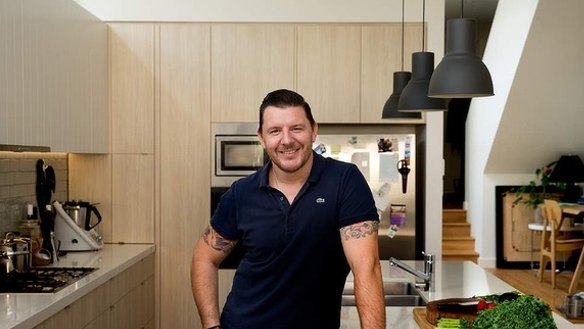 Manu Feildel inside his home kitchen.