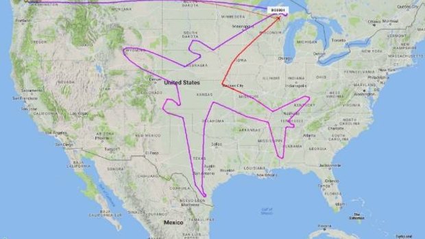 A Boeing Dreamliner 787-8 has traced its own outline over the United States using its flight path.
