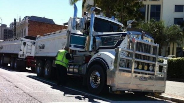 The truck that hit and killed Ms Meyer in September 2014.