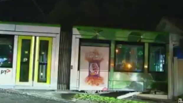 The tram slid off its tracks after a minor collision about 11.20 on Monday night.  