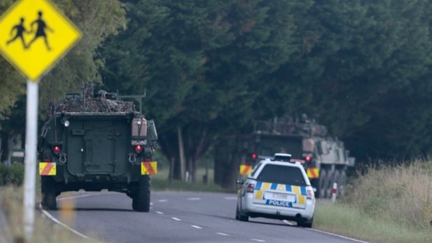 The NZ Army lending support to police at the scene.