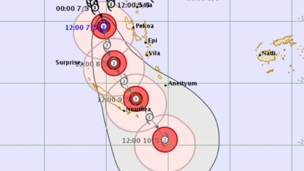 The latest prediction for shows Cyclone Donna heading for New Caledonia