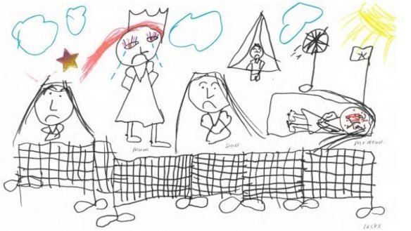 A drawing by a seven-year-old girl in immigration detention.