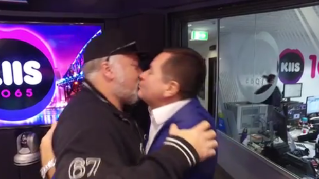 Reunited and it feels so good: Kyle Sandilands and former newsreader Geoff Field.