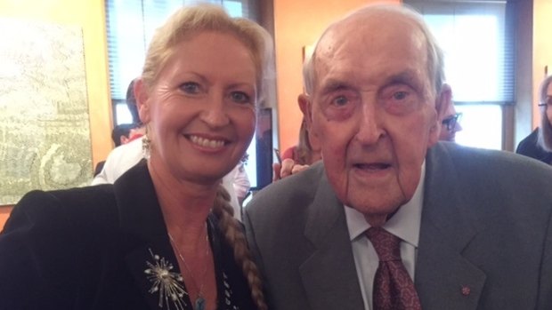 Former ACT head of planning Dorte Ekelund with Sir Lenox Hewitt at the celebrations in Sydney.