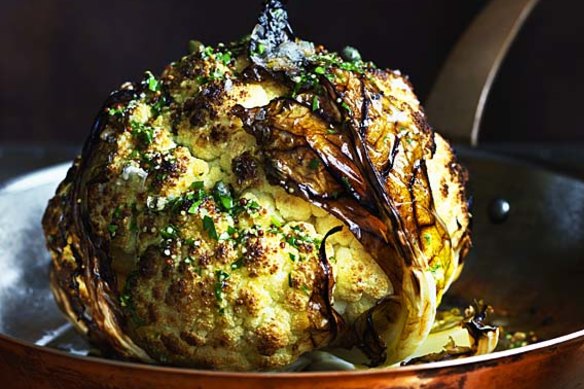 Showstopper ... the whole roasted cauliflower can be the vegetarian centrepiece of Easter lunch. 