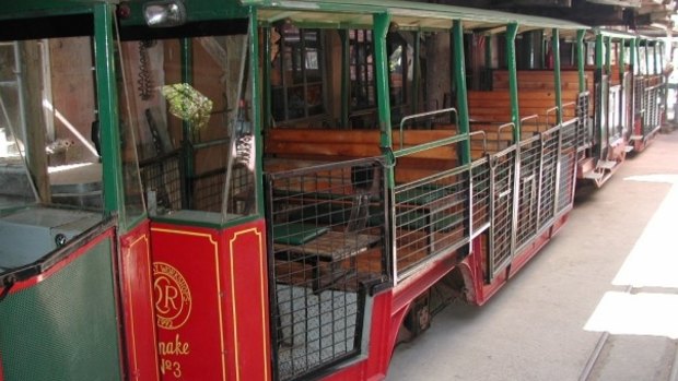 One of the train carriages from the popular ride. 