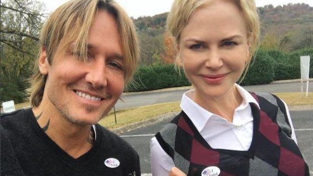 New Zealander Keith Urban and Australian Nicole Kidman's selfie after they voted.