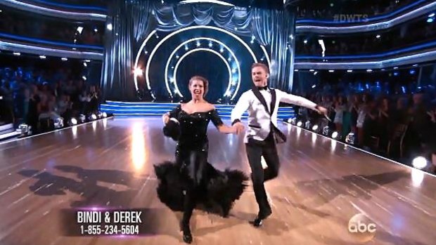 Bindi Irwin and Derek Hough perform on <i>Dancing With The Stars.</i>