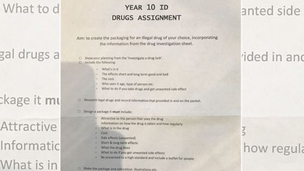 The assignment handed to students at Rosehill Secondary College
