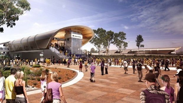 An artist's impression of the new Stadium Station.  