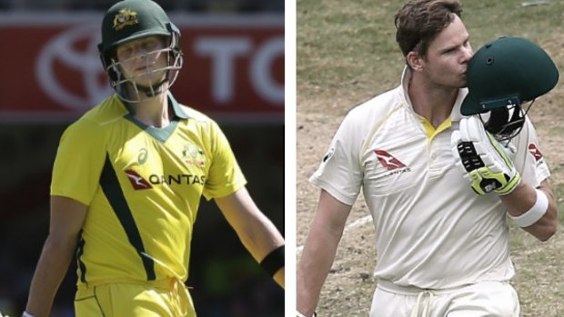 Contrasting fortunes: Steve Smith in the one-day arena and Smith in the baggy green could be two different batsmen.