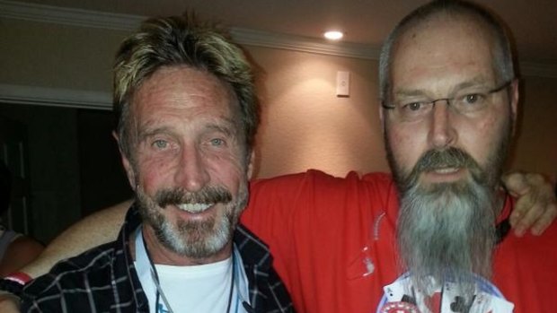 US security researcher Chris Roberts, right, with John McAfee, founder of McAfee anti-virus. 