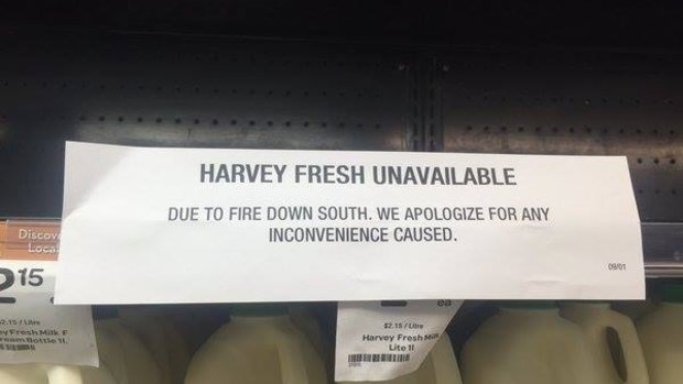 Woolworths stores ran out of Harvey Fresh on Sunday. 