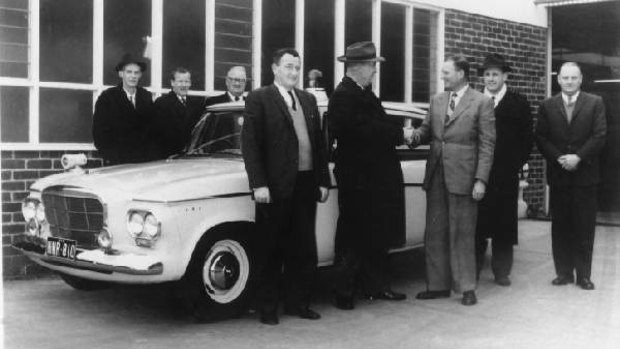 A 1962 Studebaker Police car with members of the Wireless Patrol in the 1960s.