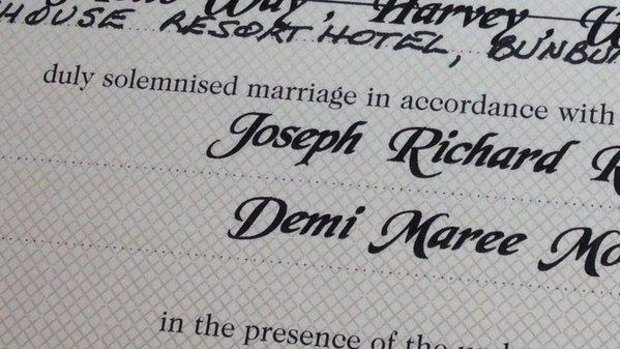 The address marriage certificate had to quickly be amended as bushfires forced a change of venue.